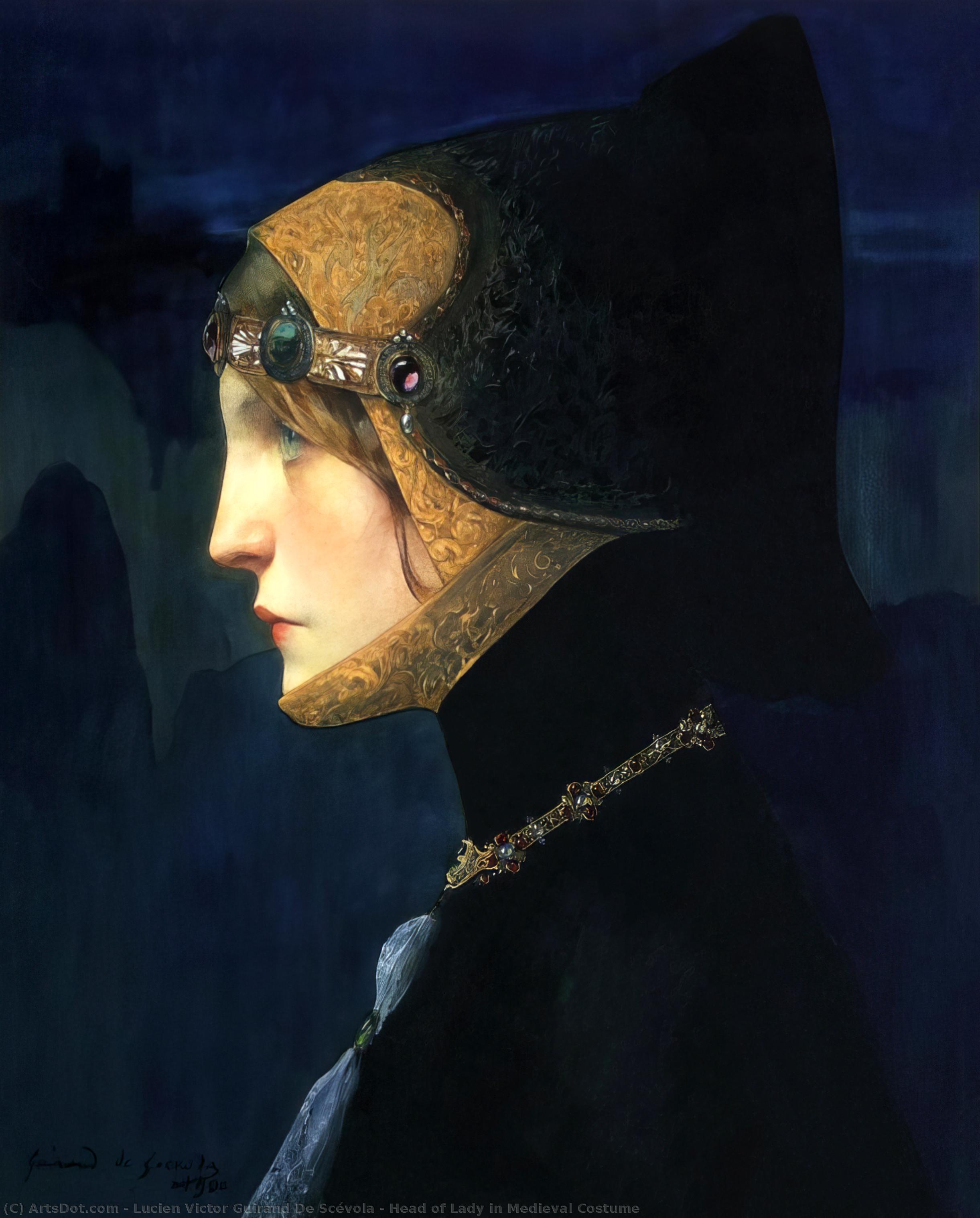 Buy Museum Art Reproductions Head of Lady in Medieval Costume, 1900 by Lucien Victor Guirand De Scévola (1871-1950, France) | ArtsDot.com