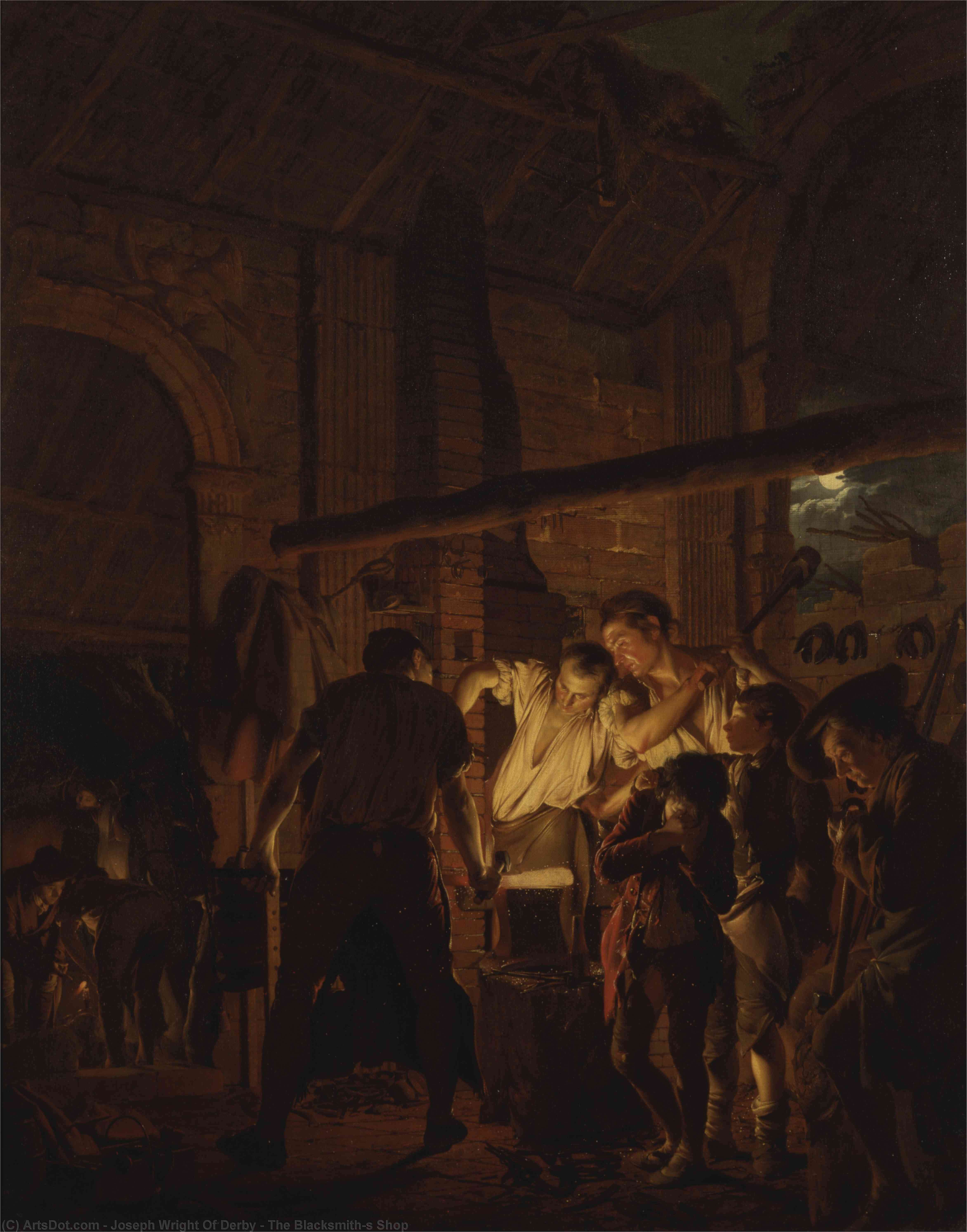 Buy Museum Art Reproductions The Blacksmith`s Shop, 1771 by Joseph Wright Of Derby (1734-1797, United Kingdom) | ArtsDot.com