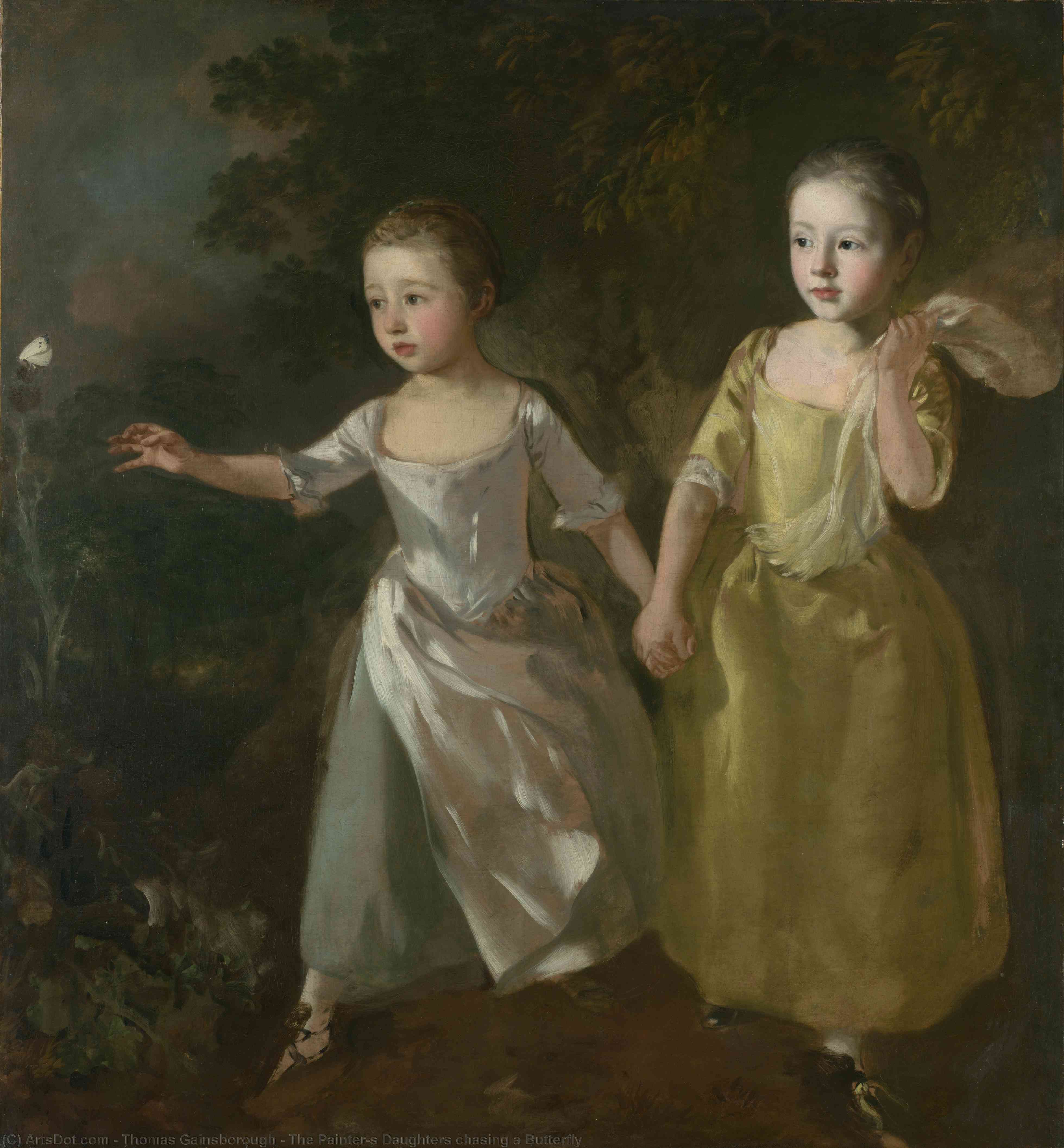 Buy Museum Art Reproductions The Painter`s Daughters chasing a Butterfly, 1756 by Thomas Gainsborough (1727-1788, United Kingdom) | ArtsDot.com