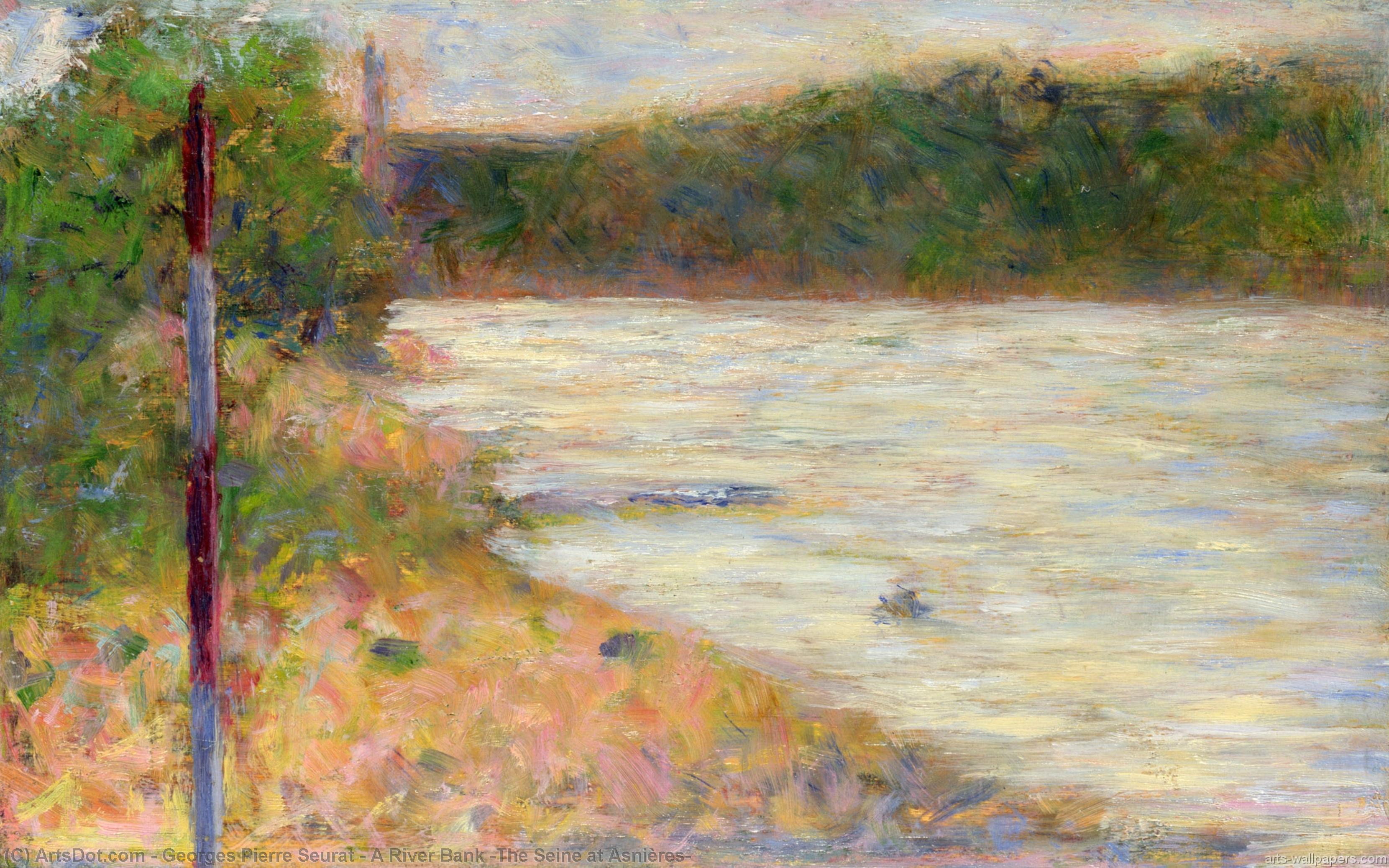 Order Paintings Reproductions A River Bank (The Seine at Asnières), 1883 by Georges Pierre Seurat (1859-1891, France) | ArtsDot.com