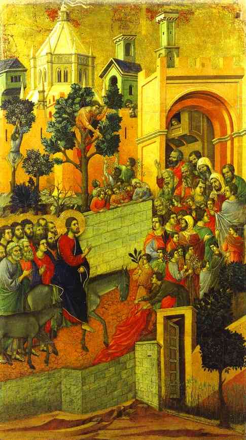 Order Paintings Reproductions MaestÓ (back, central panel), The Entry into Jerusalem by Duccio Di Buoninsegna (1255-1319, Italy) | ArtsDot.com