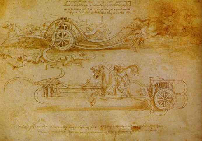 Order Artwork Replica Battle Cart with Mobile Scythes, 1483 by Leonardo Da Vinci (1452-1519, Italy) | ArtsDot.com