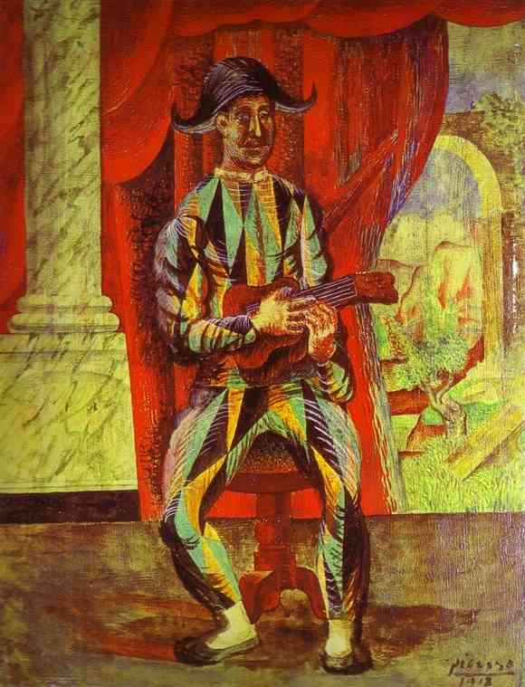 Buy Museum Art Reproductions Harlequin with a Guitar by Pablo Picasso (Inspired By) (1881-1973, Spain) | ArtsDot.com