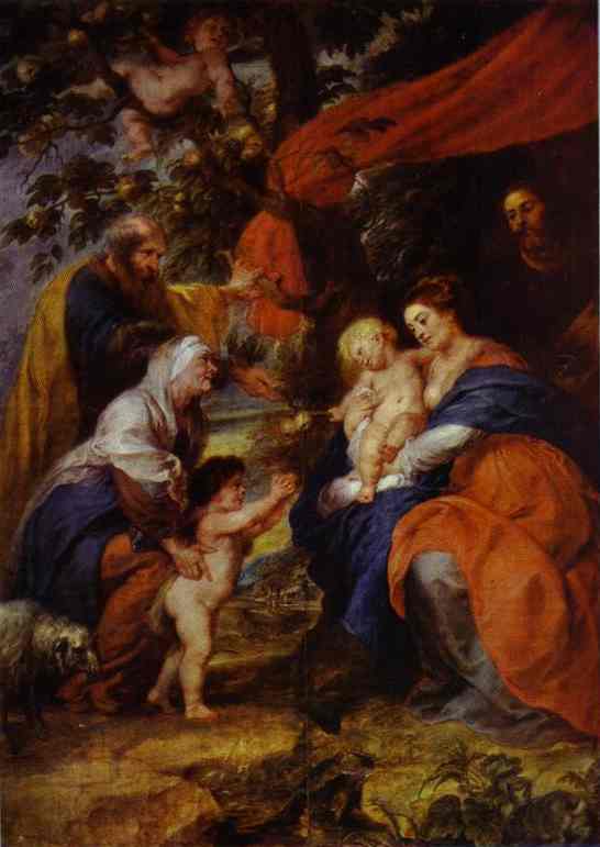 Buy Museum Art Reproductions The St. Ildefonso Altar (outer wings). The Holy Family under the Apple-Tree by Peter Paul Rubens (1577-1640, Germany) | ArtsDot.com