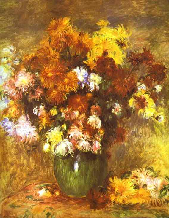 Order Art Reproductions Bouquet of Chrysanthemums by Pierre-Auguste Renoir (1841-1919, France) | ArtsDot.com