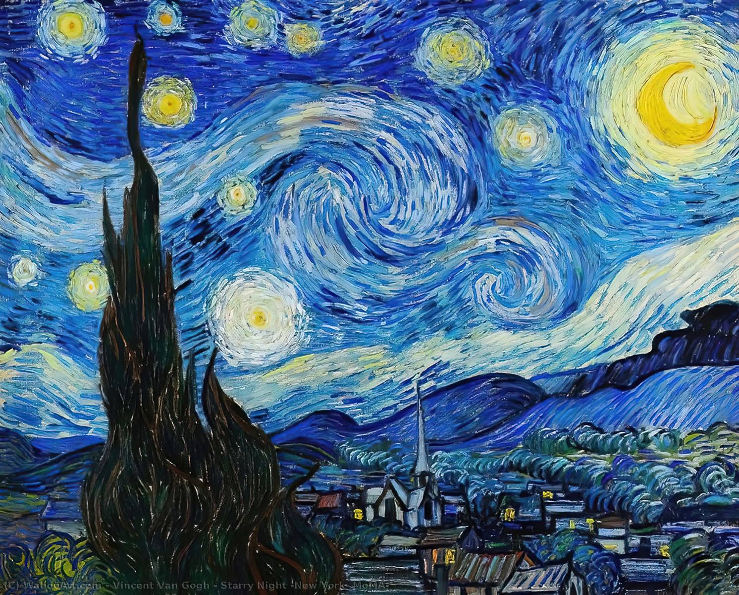 Buy Museum Art Reproductions Starry Night (New York, MoMA), 1889 by Vincent Van Gogh (1853-1890, Netherlands) | ArtsDot.com
