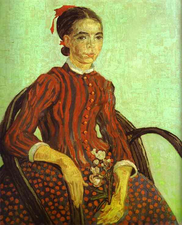 Order Paintings Reproductions La Mousmé, Seated in a Cane Chair by Vincent Van Gogh (1853-1890, Netherlands) | ArtsDot.com