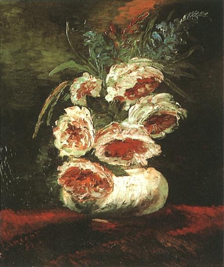 Order Paintings Reproductions Vase with Peonies by Vincent Van Gogh (1853-1890, Netherlands) | ArtsDot.com