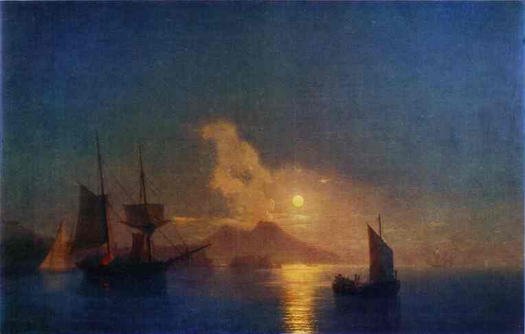 Order Oil Painting Replica The Bay of Naples by Moonlight, 1842 by Ivan Aivazovsky (1817-1900, Russia) | ArtsDot.com