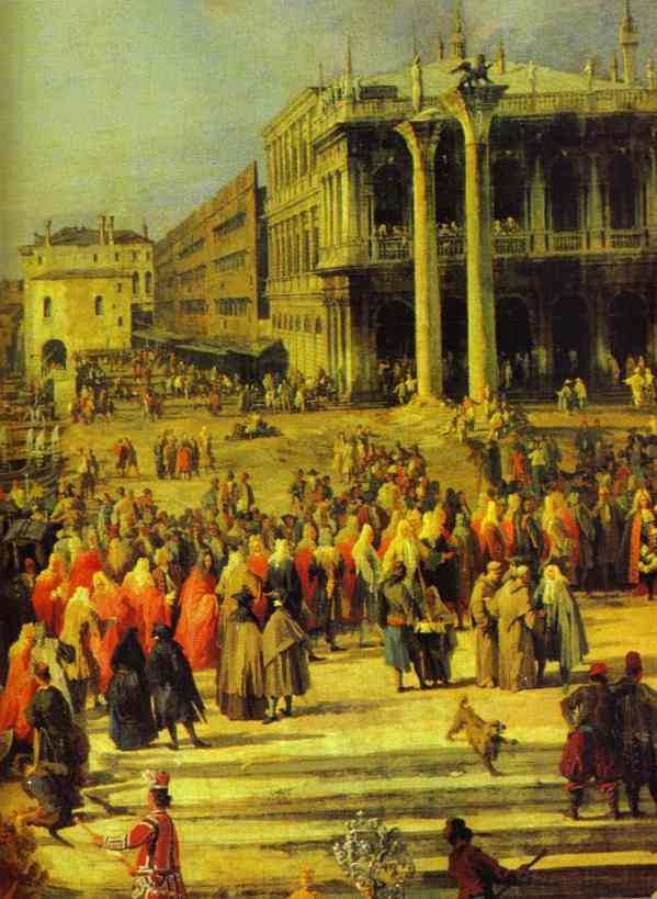 Buy Museum Art Reproductions The Reception of the French Ambassador in Venice. Detail by Giovanni Antonio Canal (Canaletto) (1730-1768, Italy) | ArtsDot.com