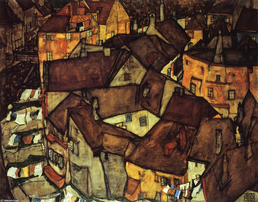 Buy Museum Art Reproductions Krumau Town Crescent I, 1915 by Egon Schiele (1890-1918, Croatia) | ArtsDot.com