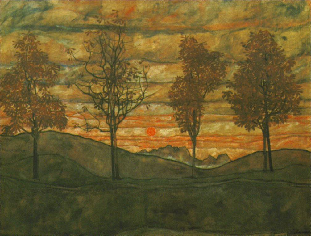 Order Oil Painting Replica schiele.four-trees by Egon Schiele (1890-1918, Croatia) | ArtsDot.com