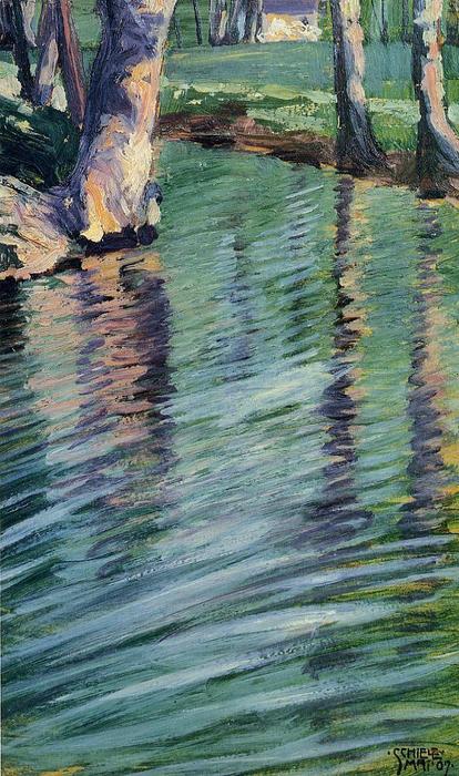 Order Oil Painting Replica Trees Mirrored in a Pond, 1907 by Egon Schiele (1890-1918, Croatia) | ArtsDot.com