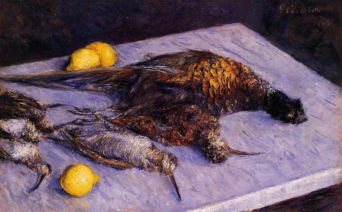 Order Artwork Replica Pheasants and Woodcocks on a Marble Table, 1883 by Gustave Caillebotte (1848-1894, France) | ArtsDot.com