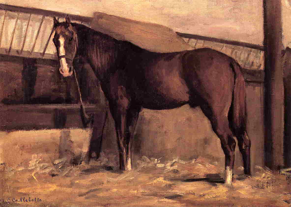 Order Paintings Reproductions Yerres, Reddish Bay Horse in the Stable, 1871 by Gustave Caillebotte (1848-1894, France) | ArtsDot.com