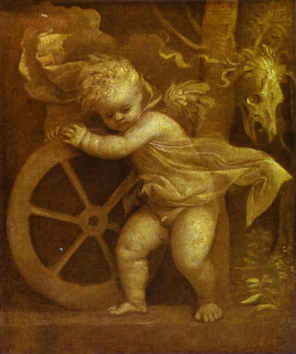 Order Oil Painting Replica Cupid with the Wheel of Fortune by Tiziano Vecellio (Titian) (1490-1576, Italy) | ArtsDot.com
