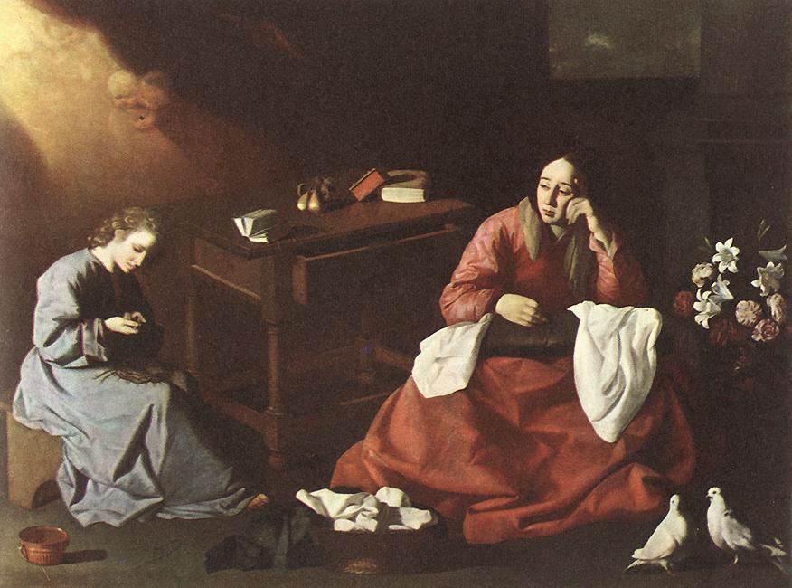 Buy Museum Art Reproductions Christ and the Virgin in the House at Nazareth by Francisco Zurbaran (1598-1664, Spain) | ArtsDot.com
