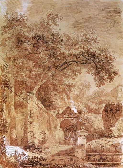 Order Oil Painting Replica Fontanone, at the Villa d`Este in Tivoli by Jean-Honoré Fragonard (1732-1806, France) | ArtsDot.com