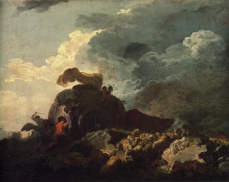 Order Oil Painting Replica The Storm or The Cart Stuck in the Mire by Jean-Honoré Fragonard (1732-1806, France) | ArtsDot.com