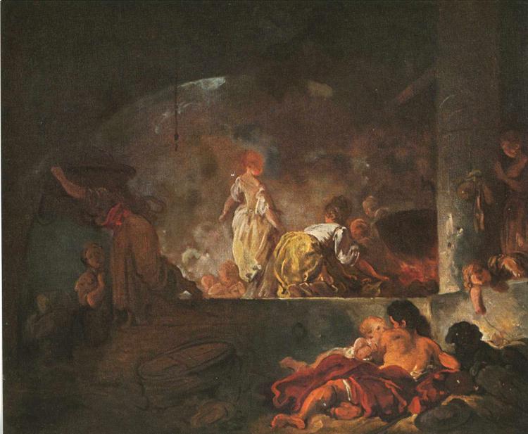Order Paintings Reproductions Washerwomen by Jean-Honoré Fragonard (1732-1806, France) | ArtsDot.com