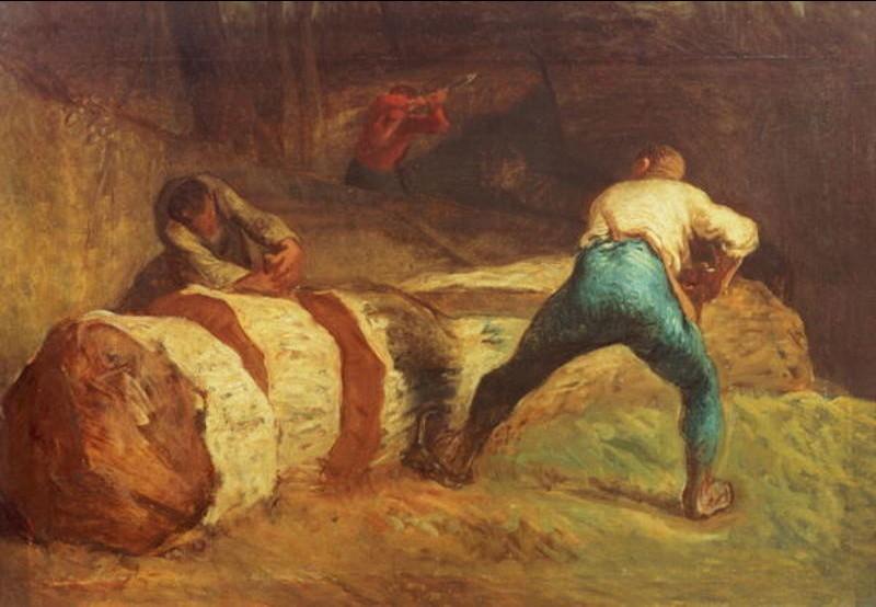 Order Paintings Reproductions The Wood Sawyers by Jean-François Millet (1814-1875, France) | ArtsDot.com