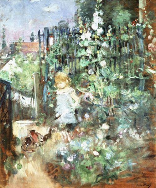 Order Paintings Reproductions Child among Staked Roses by Berthe Morisot (1841-1895, France) | ArtsDot.com