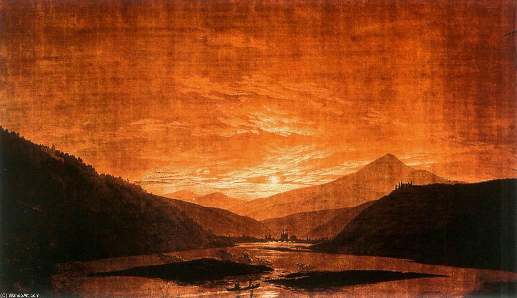 Buy Museum Art Reproductions Mountainous River Landscape (Night Version), 1830 by Caspar David Friedrich (1774-1840, Germany) | ArtsDot.com