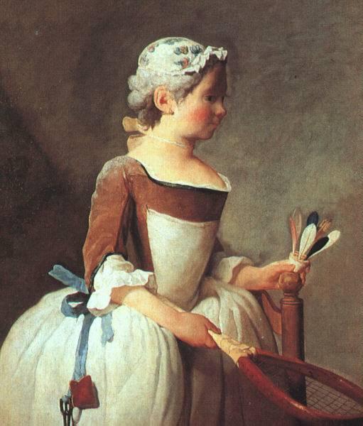 Order Artwork Replica Girl with Racket and Shuttlecock by Jean-Baptiste Simeon Chardin (1699-1779, France) | ArtsDot.com