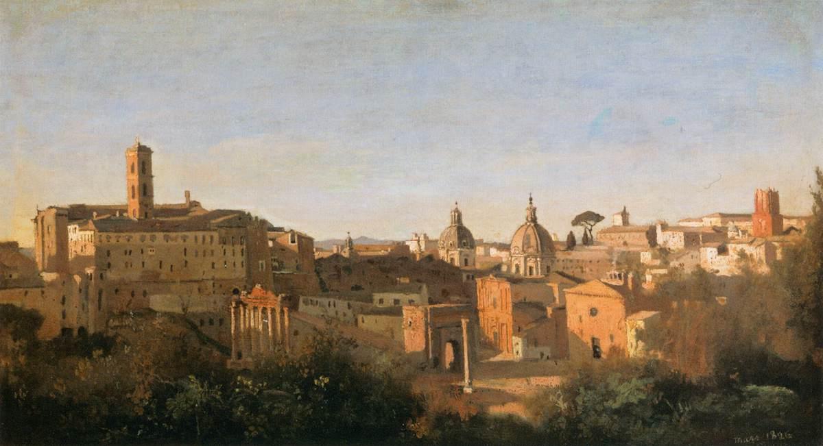 Buy Museum Art Reproductions The Forum Seen from the Farnese Gardens by Jean Baptiste Camille Corot (1796-1875, France) | ArtsDot.com