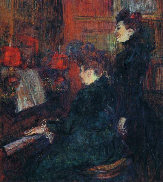 Order Paintings Reproductions The Singing Lesson. (The Teacher, Mlle.Dihau, with Mme.Faveraud) by Henri De Toulouse Lautrec (1864-1901, France) | ArtsDot.com