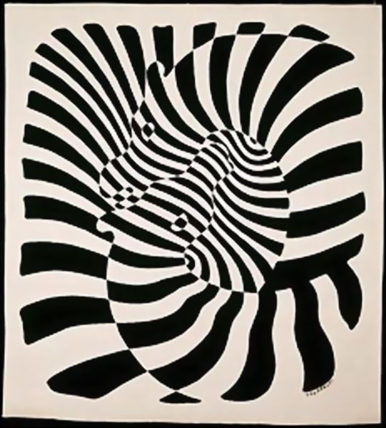 Order Oil Painting Replica Hanging Entitled, Zebres by Victor Vasarely (Inspired By) (1906-1997, Croatia) | ArtsDot.com