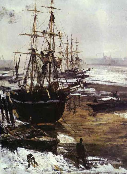 顺序 手工油畫 冰中的泰晤士河, 1860 通过 James Abbott Mcneill Whistler (1834-1903, United States) | ArtsDot.com