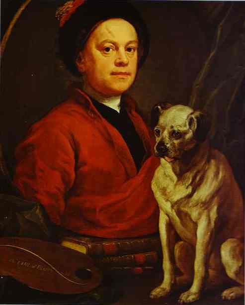 Order Art Reproductions Self-Portrait with Pug-Dog by William Hogarth (1697-1764, United Kingdom) | ArtsDot.com