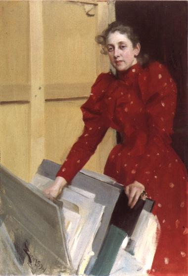Buy Museum Art Reproductions Porträtt av Emma Zorn i Parisateljén by Anders Leonard Zorn (1860-1920, Sweden) | ArtsDot.com