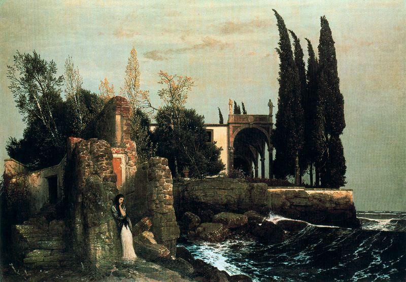 Order Paintings Reproductions Villa en bord de mer by Arnold Bocklin (1827-1901, Switzerland) | ArtsDot.com