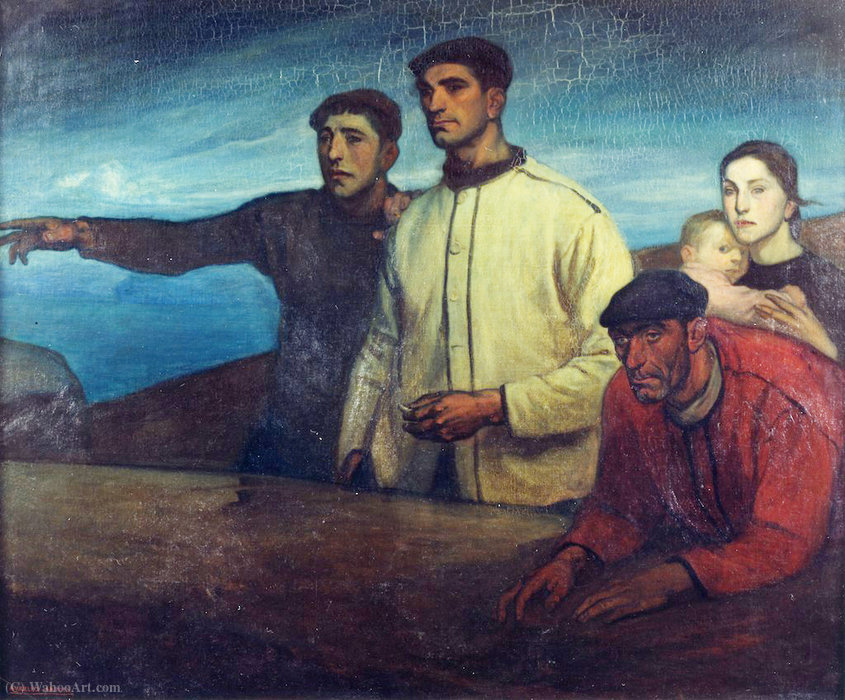 Buy Museum Art Reproductions Pescadores - La Galerna by Aurelio Arteta (1879-1940, Spain) | ArtsDot.com