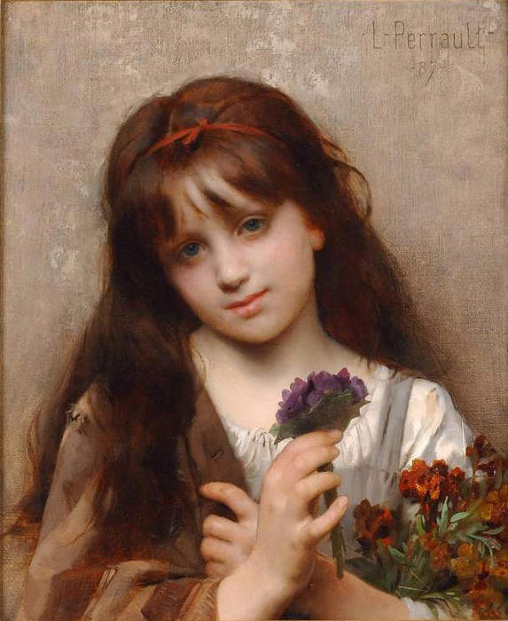Order Paintings Reproductions The Flower Vendor by Léon Jean Bazille Perrault (1832-1908, France) | ArtsDot.com