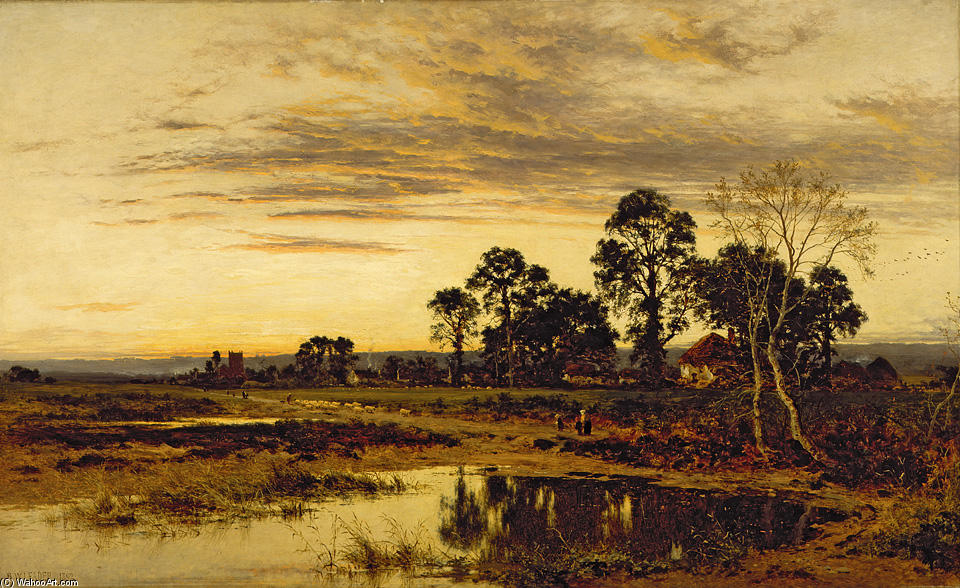 Order Oil Painting Replica WHEN SUN IS SET. A WORCESTER VILLAGE by Benjamin Williams Leader | ArtsDot.com