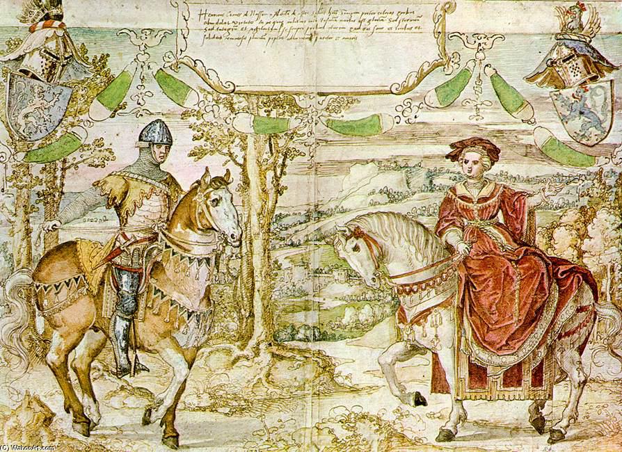 Pedir Reproducciones De Pinturas Conde Henry. I de Nasau con su novia, 1530 de Bernaert Van Orley (1487-1541, Belgium) | ArtsDot.com