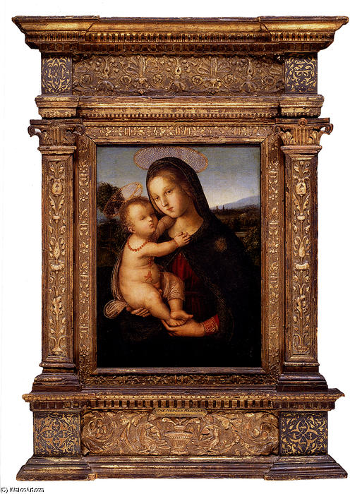 Order Art Reproductions The Madonna and child before a landscape by Bernardino Di Betto (Pintoricchio) (1454-1513, Italy) | ArtsDot.com