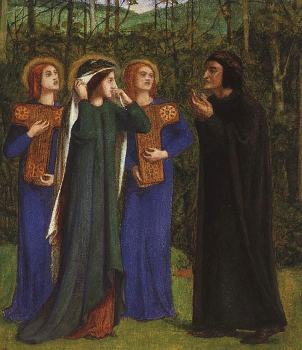 顺序 藝術再現 但丁和比阿特丽斯在天堂的会议, 1854 通过 Dante Gabriel Rossetti | ArtsDot.com