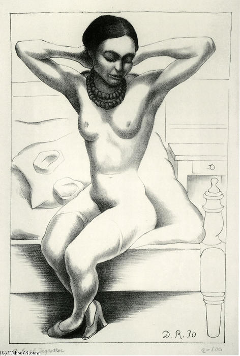 Order Paintings Reproductions Nude With Beads (Frida Kahlo) 1 by Diego Rivera (Inspired By) (1886-1957, Mexico) | ArtsDot.com