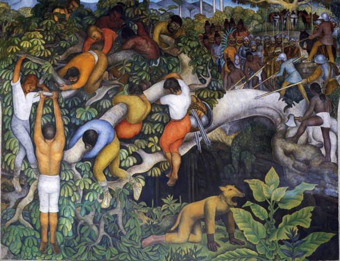 Buy Museum Art Reproductions The History of Cuernavaca and Morelos - Crossing the Barranca by Diego Rivera (Inspired By) (1886-1957, Mexico) | ArtsDot.com
