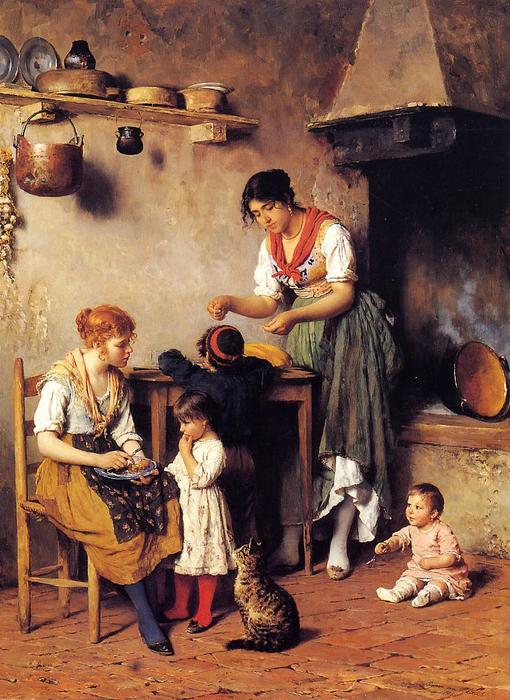 Order Paintings Reproductions Mother`s Little Helper, 1884 by Eugene De Blaas | ArtsDot.com