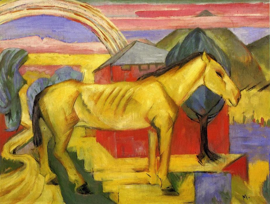Order Art Reproductions Long Yellow Horse, 1913 by Franz Marc (1880-1916, Germany) | ArtsDot.com