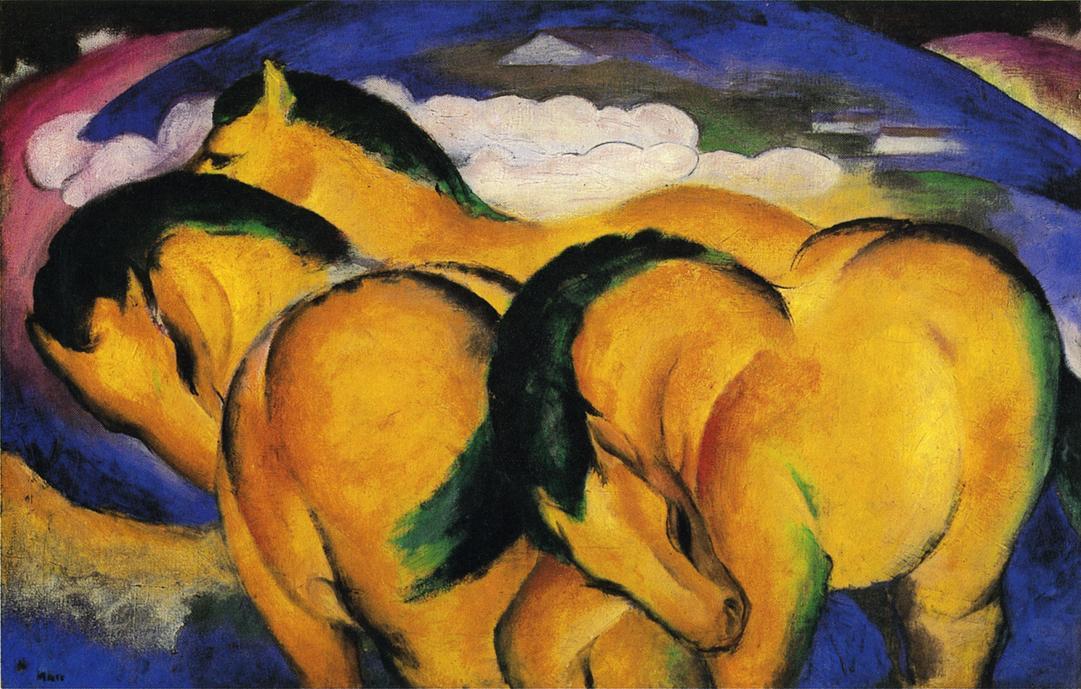Order Oil Painting Replica The Little Yellow Horses, 1912 by Franz Marc (1880-1916, Germany) | ArtsDot.com