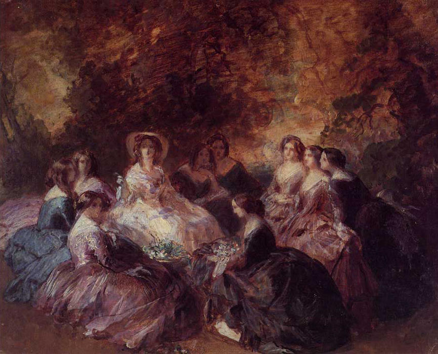 Buy Museum Art Reproductions The Empress Eugenie Surrounded by her Ladies in Waiting by Franz Xaver Winterhalter (1805-1873, Germany) | ArtsDot.com