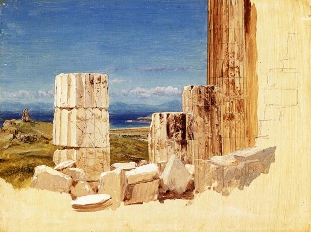 Order Paintings Reproductions Broken Columns, View from the Parthenon, Athens by Frederic Edwin Church (1826-1900, United States) | ArtsDot.com