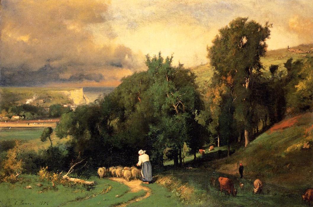 Ordinare Riproduzioni Di Quadri Hillside a Etretet, 1876 di George Inness (1825-1894, United States) | ArtsDot.com
