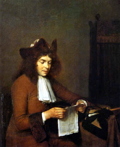 Order Oil Painting Replica Man Reading Letter by Gerard Ter Borch (1617-1681, Netherlands) | ArtsDot.com